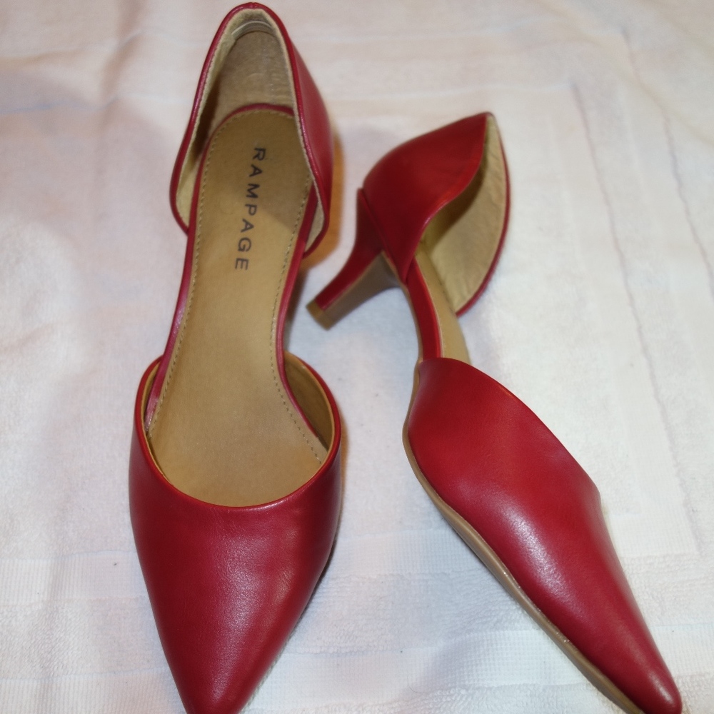 Red leather heels Never Worn